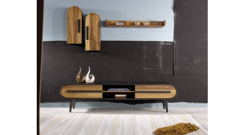 PARMA 170 CM SİYAH-CEVİZ YAŞAM ÜNİTESİ