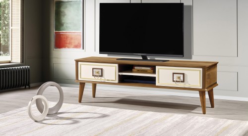 PERA 150 CM CEVİZ-BEYAZ TV SEHPASI